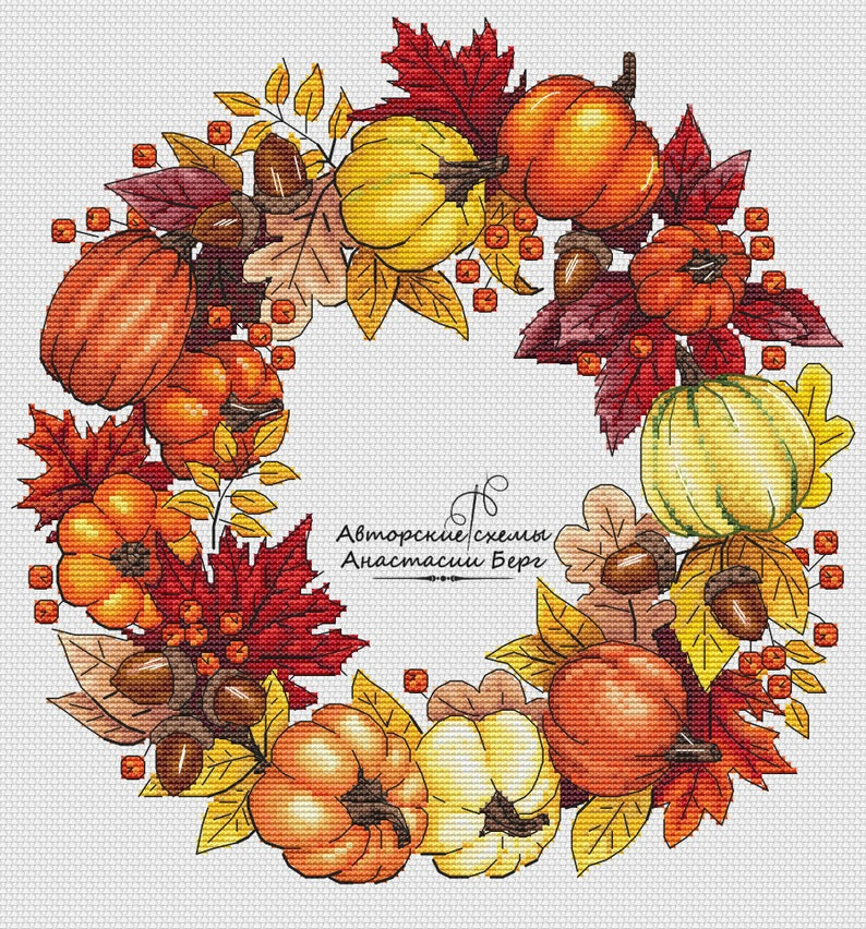 Wreath Cross Stitch Pattern PDF Instant Download Autumn Cross Etsy